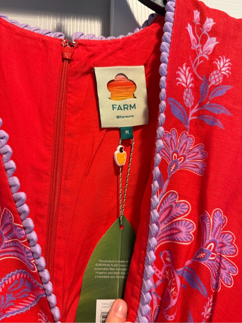 NWT FARM Rio, Porcelain Garden Red Maxi Dress, Floral Design - Picture 6 of 8